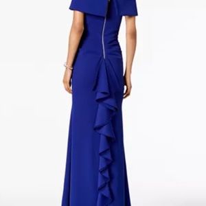 Betsy & Adam - Ruffled Back Off The Shoulder Gown